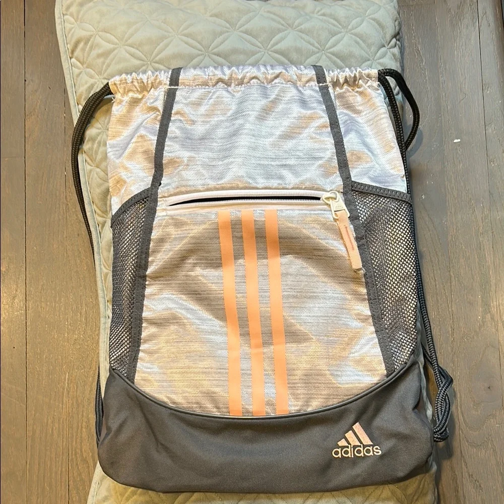 Adidas Gray and Orange Sackpack y.